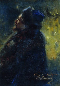  under oil painting - portrait of painter viktor mikhailovich vasnetsov study for the picture sadko in the underwater 1875 Ilya Repin
